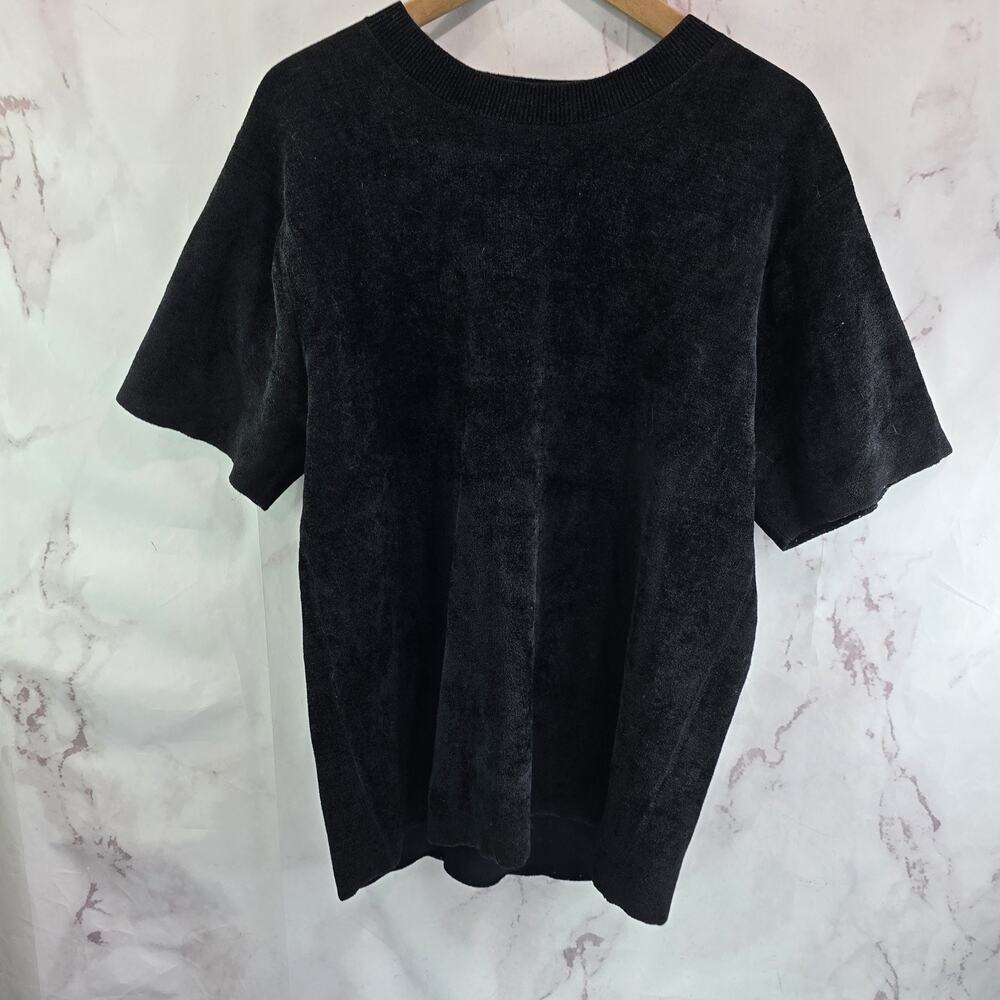 & Other Stories Sweater Womens Small Black Chenille Short Sleeve Oversized